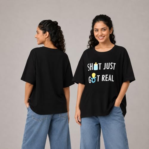 Image of The Mom Store Mom T-Shirt | Cotton | Pre and Post Pregnancy | Quirky Statements | Comfortable | Oversized