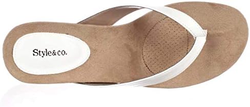Style & Co. Womens Chicklet Faux Leather Wedge Sandals White 9 Medium (B,M) | Image 2
