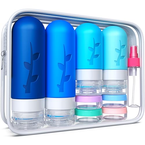 Image of Travel Bottles for Toiletries,TSA Approved Silicone Travel Containers jar for Toiletries,Leak Proof Refillable Liqus Shampoo And Conditioner Travel Essentials toiletry