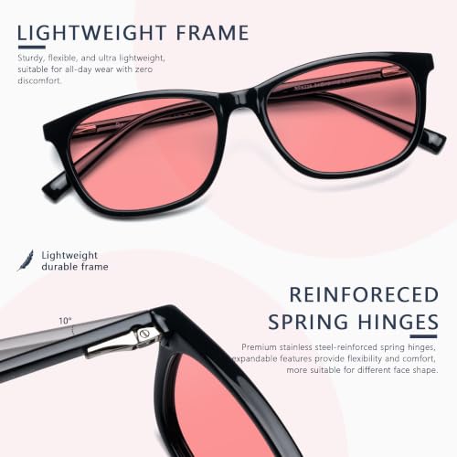 Image of Fluorescent-41 Pink Tinted Blue Light Blocking Glasses for Migraine, Light Sensitivity, Photophobia JF5002