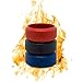 Fire Icon Silicone Wedding Ring Set For Men 9mm x 2mm, Navy Dark Blue Black Red, Medical Grade Silicone Wedding Band for Men, … (Fire Logo Red, Navy Blue, Black, 11)