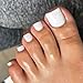 LuckForever 168pc Press on Toenails Women Fake Toe Nails with Glue Tabs, White Fake Toenails Press on Nails Short Square Acrylic Toe Nail Tips Glue on Toenails False Artificial Toe Nails Press ons