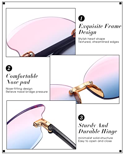 Coume 4 Pairs Kid Toddler Girls Sunglasses Rimless Butterfly Shaped Pink Trendy Cute Fairy Transparent Vintage 90s Sunglasses Outdoor Beach Eyewear3