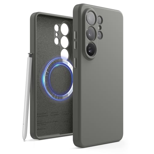 Image of elago Magnetic Silicone Case Compatible with Samsung Galaxy S26 Ultra Case, Compatible with MagSafe Accessories, Protective Cover, Shockproof, Slim, Anti-Scratch Soft Microfiber Lining (Medium Grey)