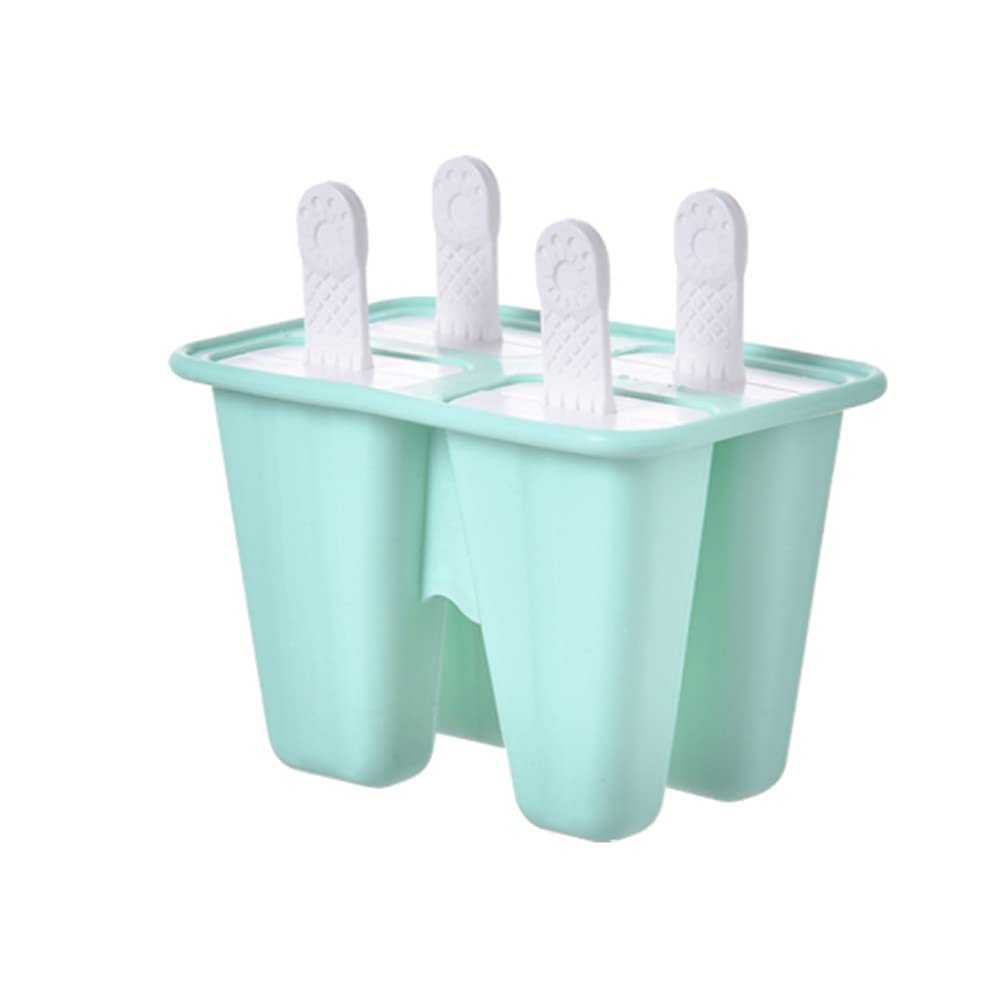 mazaashop Popsicle Molds 4 Pieces Silicone Ice Pop Molds Ice Cream Mold with Sticks Reusable Easy Release for Kids Adults DIY Ice Pop Make (Green)