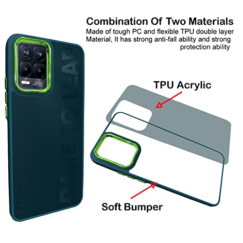 Image of A rtistque Frosted Translucent Back Cover Case for Realme 8 Pro /Realme 8 4G | Chrome Ring Design | Premium Matte Finish | Shockproof TPU | Slim Protective Design | Realme 8 Pro Back Cover - Green