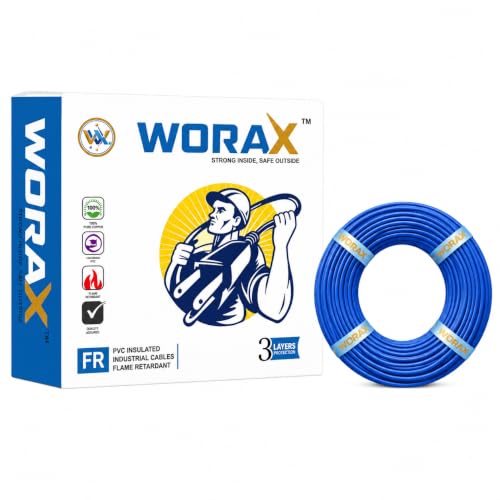 Image of WORAX 0.75 Sq mm Blue House Wiring Wire (90 Mtr) | Flexible Multi-Strand CCA Cable | PVC Insulated Wire for Lighting