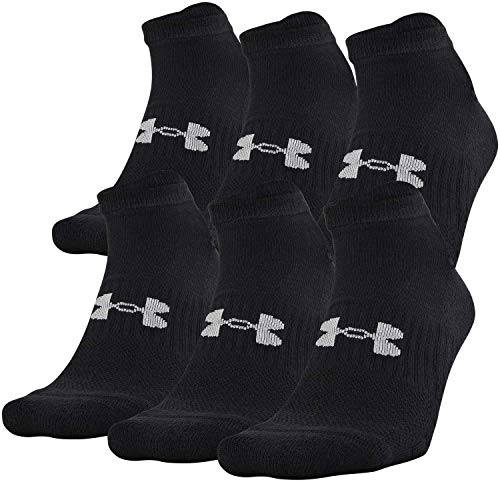 Under Armour Adult Training Cotton No Show Socks, 6-Pairs, Black 2, Shoe Size: Mens 9-12.5, Womens 11-13