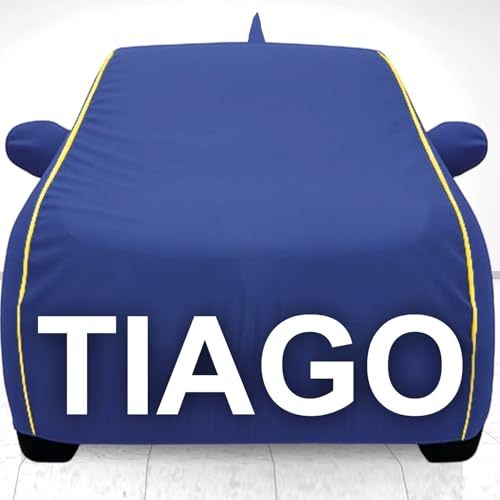 Image of Car Cover for Tata Tiago All Model & Years (2016-2025) 100% Waterproof with Mirror Pockets, Triple Stitched Bottom Elastic Dustproof Full Body Protection Heat & UV Resistant- Blue