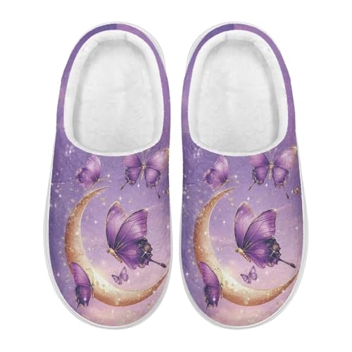 Washable House Slippers for Woman Slip-on Comfortable Fuzzy Scuff Home Slippers with Anti-Skid Rubber Sole