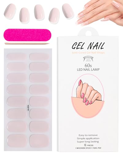 FUGLUS Pegatinas de Uñas Gel Semicurado,16 PCS Pegatinas Autoadhesivas para Nail Curado UV,Accesorios para Diseño de Uñas,Decoración de Nail DIY para Niñas y Mujeres Rosa
