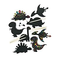 Baker Ross EV254 Dinosaur Scratch Art Fridge Magnets-Pack of 10, for Kids to Design, Create and Display for Crafts Projects, Black