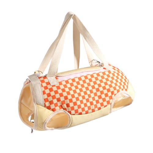 Pet Carrying Bag,Pet Shoulder Bag with Leg Hole Sturdy Lightweight Wearable Solid Color Pet Shopping Bag for Cat Dogs Orange M