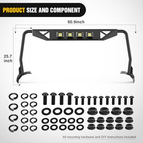 Image of Nilight Windshield Frame Cover for 2018-2026 JL JLU & JT | with light Roof Sun Visor Cowl Body Armor for Jeep Wrangler JL JLU & Gladiator JT (Excluding JL 4xe & JT Mojave)