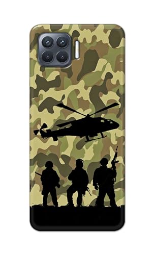 Image of Printed Hard Back Cover Case for Oppo F17 Pro | Oppo A93 4G | Oppo Reno4 F | Oppo Reno 4 F Back Cover (Army) -1111