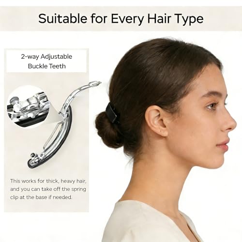 Pinzas para el cabello Oval Acetato, 2 unidades, Clips franceses vintage con diseño carey y negro, cierre metálico resistente antideslizante miniatura 4