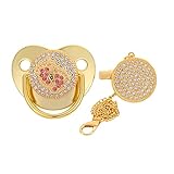 Voiakiu Chupete de bebé - Binkies de Diamantes para la Estabilidad Emocional del bebé | Juguete de Chupete de Silicona para bebés de 6 a 18 Meses de ortodoncia, se Curva cómodamente