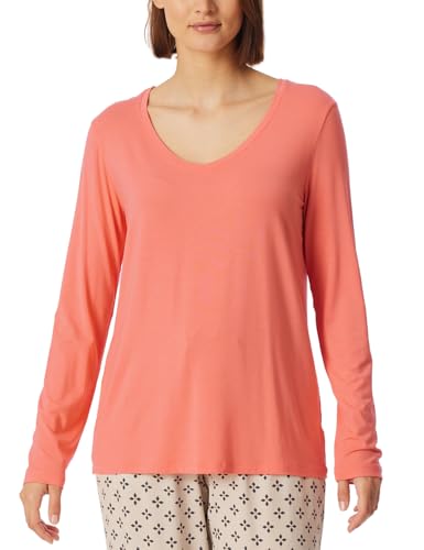 Schiesser - Schiesser Chemise de nuit à manches longues pour femme Mélange modal + haut de pyjama relax, pêche_182101, 34