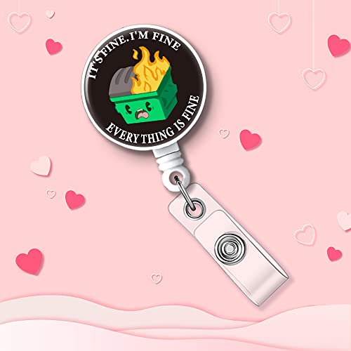 Hafhue It's Fine I'm Fine Everything Is Fine Retractable Badge Reel With Alligator Clip Funny Badge Gift For Office Worker Boss Coworkers Nurse Doctor Occupational Therapist Firefighters Engineers #TOP4
