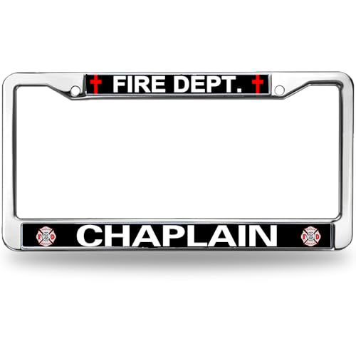 Image of Fire Rescue Chaplain Durable License Plate Frame Army Power License Plate Frame Black for Independence Day