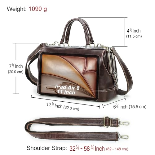 Image of CONTACTS Doctor Bag Purse for Women Luxury Leather Handbag with Lock Shoulder Bag Vintage Top Handle Bag