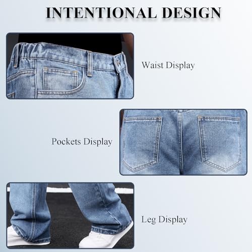 Men's Classic Jeans Relaxed Fit Jeans - Straight Leg Stretch Denim Pants with Comfort Flex Waist4