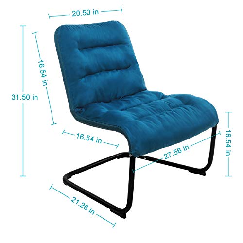 Sillón metal moderno con cojín azul miniatura 3