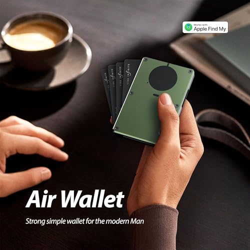 Air Wallet,Minimalist Wallet With Built In Airtag Chip, Rfid Blocking Credit Card Holder,Slim Wallet For Men,Compatible With Apple Find My Ios Only,Detachable Money Clip (Minimalist, Military Green)4
