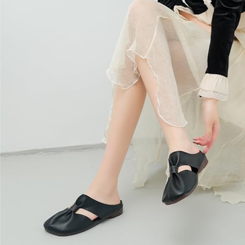 Women's Soft Sole Knot Mules - Round Toe Backless Non-Slip Sandals, Hollow Out Casual Slip-On Shoes with Arch Support3
