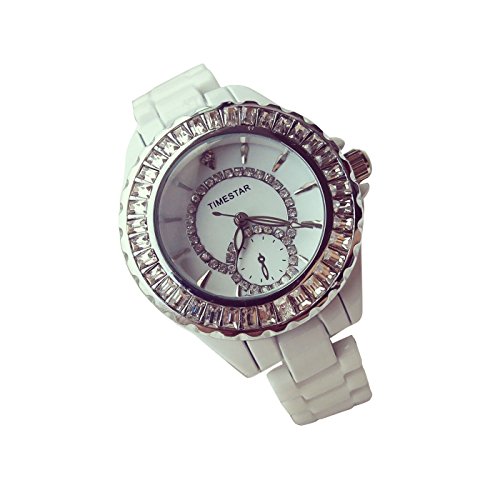 yigedan Relojes de Lujo de cerámica Color Blanco Lady Reloj para Mujer niña Casual Reloj De Pulsera