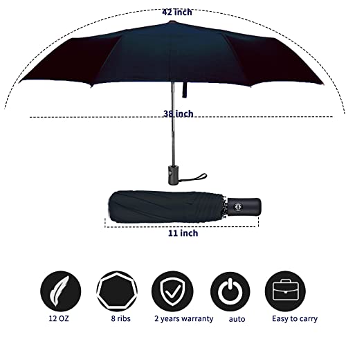 Mrtlloa 42 Inch Compact Windproof Travel Umbrella For Rain, Lightweight, Portable, Automatic, Strong, Waterproof Folding Small Umbrellas For Women & Teenagers(Black) #TOP3