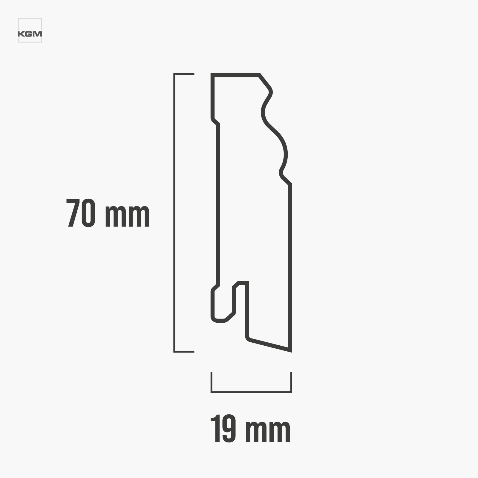 KGM Listwa Berliner MDF foliowany - Biały - 2400 x 19 x 70 mm - 10 szt.
