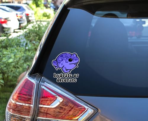 Image of eDesign 2-Pack Hydrate or Diedrate Frog Bumper Sticker Decal - 4 Inches - for Waterbottle Car Truck SUV Van Window Bumper Wall Laptop Tablet Cup Tumbler and Any Smooth Surface