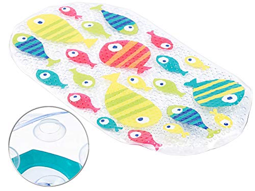 BadeStern Duschmatte: rutschfeste Badewannen-Matte mit Fisch-Motiv, 69 x 38...