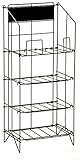 Wire Newspaper Stand with 4 Shelves, Free-Standing, Adjustable-Height Pockets, with Nameplate - Black
