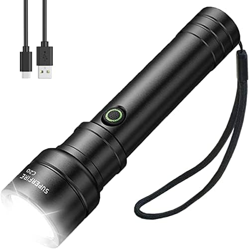SuperFire C20 Flashlights Rechargeable High 3600 Lumens Waterproof Handheld Flashlight with Rechargeable Battery for Car Outdoor Camping Family Emergencies (Standard