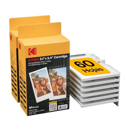 KODAK 4PASS 5,3 x 8,6 cm Cartucho de película (60 Hojas) para KODAK Mini 2 Retro y Mini Shot 2 Retro ⭐