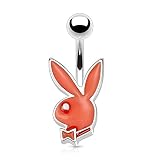 Playboy Coolbodyart Unisexe Piercing Nombril Lapin en Acier chirurgique - Rouge
