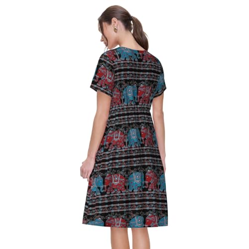 Robe d'été manches courtes en tissu fluide violet confort