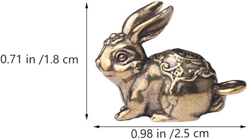 Miniatura 6 de Decoración de conejo, 4 piezas, figura de conejo del zodiaco chino de Feng Shui, estatua de conejo de la suerte de latón dorado, estatua de