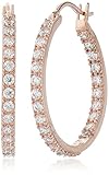 Amazon Collection 14k Rose Gold Plated 925 Sterling Silver Round Prong-Set AAA Cubic Zirconia Hoop Earrings (.9' Diameter) (1 cttw)