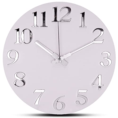 Brmeday 30cm/12 Zoll Wanduhr Ohne Tickgeräusche, Rund Wanduhr Groß, Wanduhr Silber Modern,Silent Uhrwerk für Wanduhr,Uhr Wand für Wohnzimmer Küche Schlafzimmer Cover