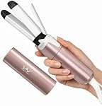 VAV Mini Dual Voltage Curling Iron & Straightener 2-in-1 for Travel - Portable Hair Curler Wand with Worldwide Voltage Compatibility,Compact Design for Women