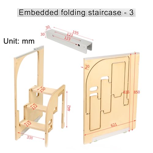 Escalera de cocina multifuncional de madera oculta para optimizar esquinas 3