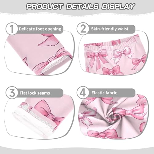 Boccsty Pink Bows Ribbons Valentines Girls Leggings Kids Yoga Pants Dance Active Tights 4T3