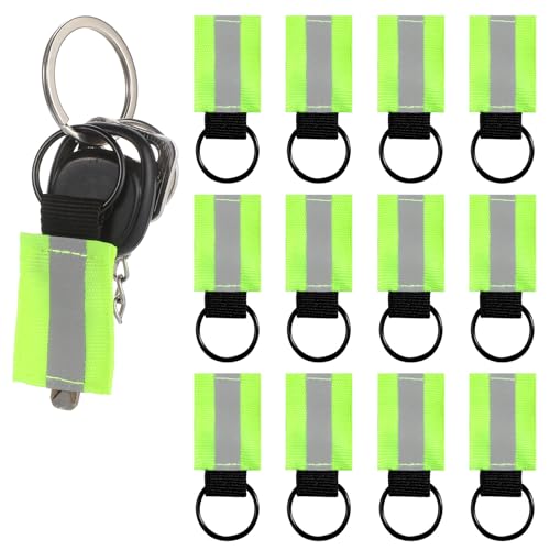 Apausvcm 12 PCS Reflective Straps Reflective Tags Pendants Night Safety Reflector Pendants Bicycle Reflectives Key Chains for Backpack Clothes Wheelchair Cycling Walking Running