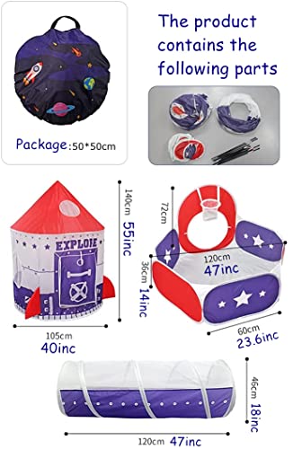 Floving 3 In 1 Kids Play Tent Crawl Tunnel and Ball Pit Child Playhouse Tent with Basketball Hoop - Image 2