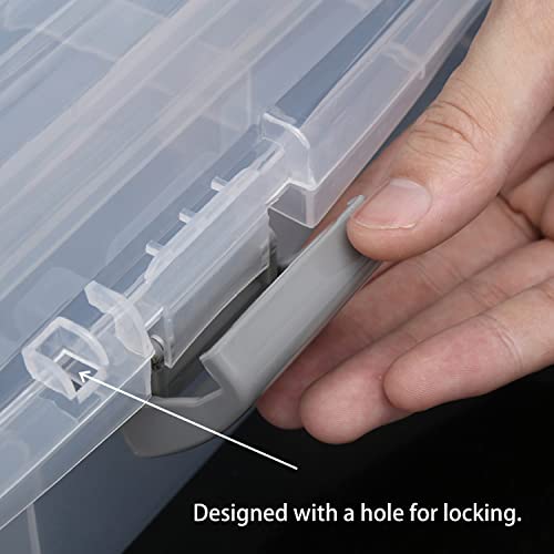 Image of Tosnail 12-Inch 3 Layers Plastic Craft Organizer Box Storage Container First Aid Carrying Case for Sewing, Painting, Arts - Clear
