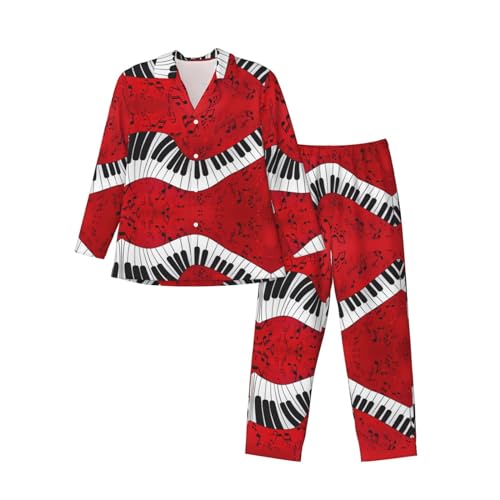 Pyjama piano homme à boutons noir grand confort pour grand format