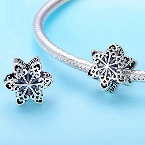 Snowflake Charms Authentic 925 Sterling Silver Charm Beads Christmas Charms Rose Gold Charms for Bracelets (Snowflake Charm Silver)4